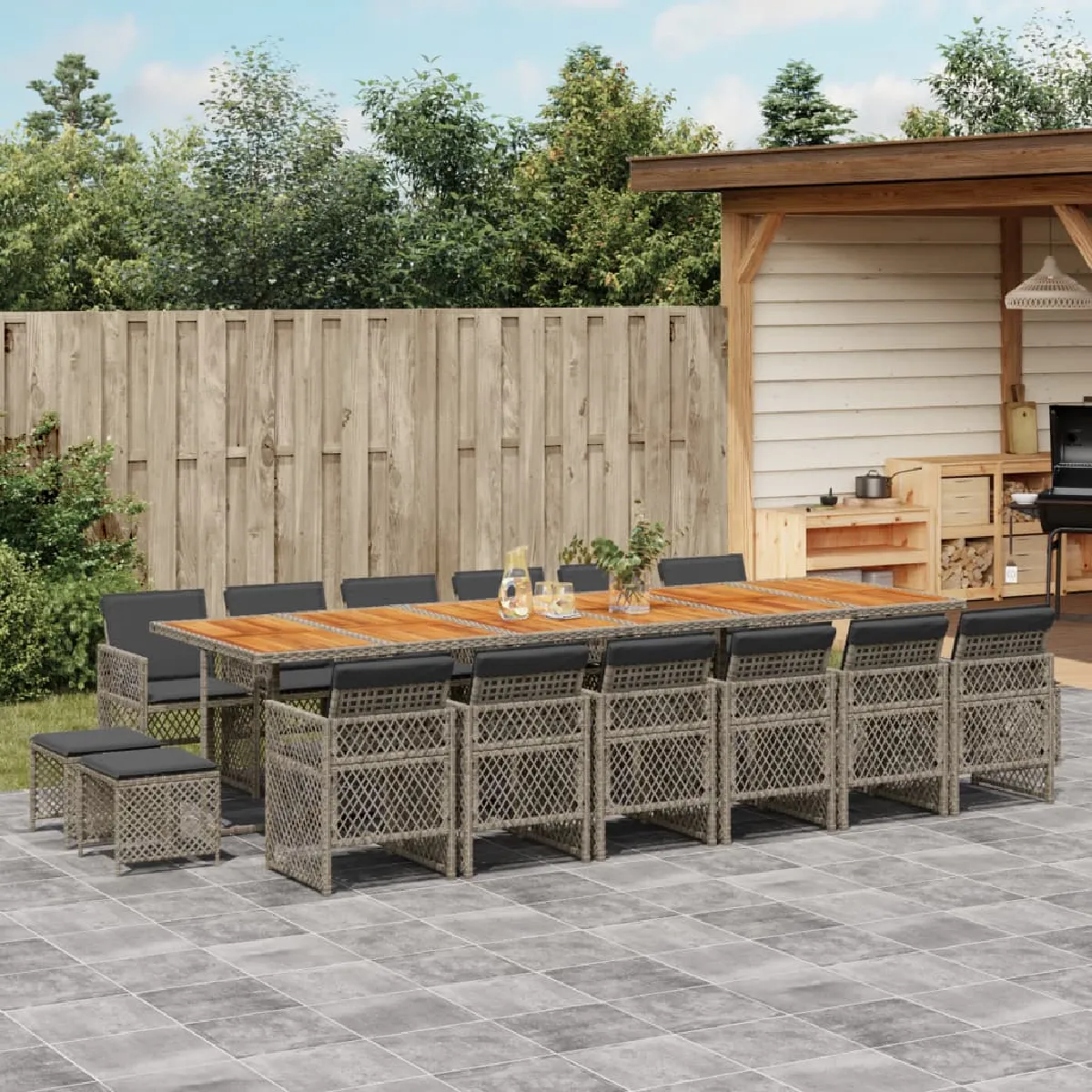 vidaXL Ensemble à manger 17 pcs résine tressée - vue 3