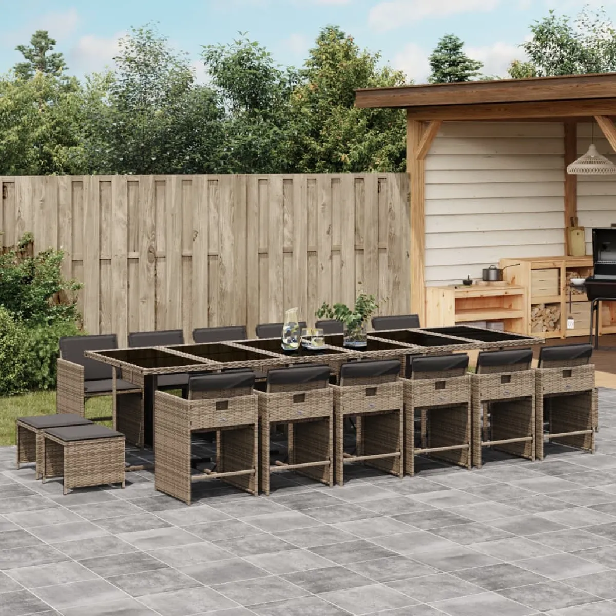 Vidaxl Ensemble à manger de jardin 17 pcs Résine tressée - vue 9