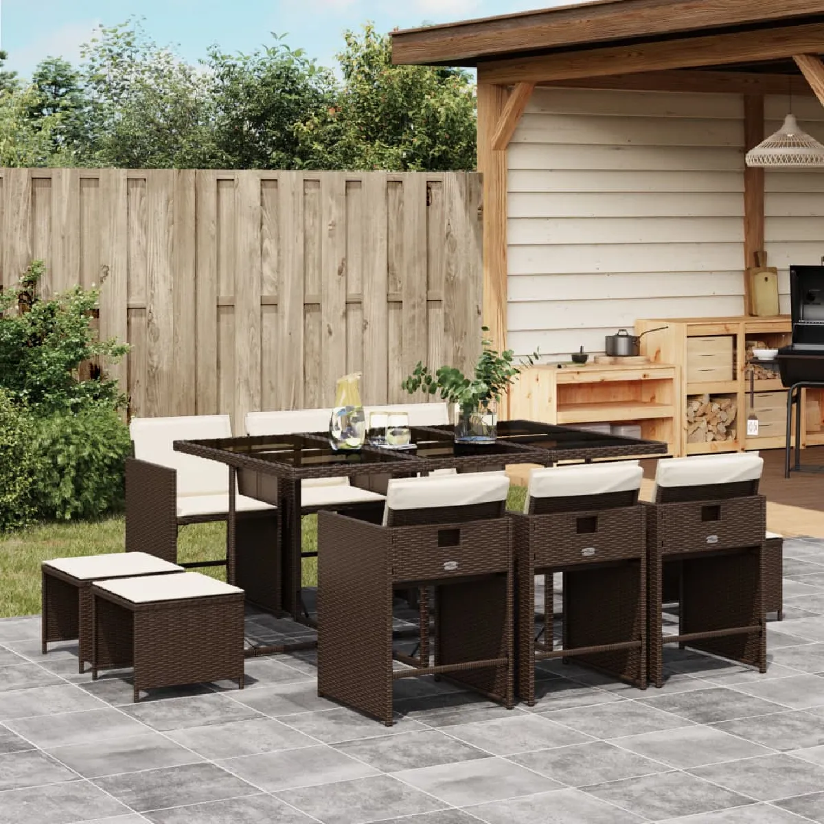 VidaXL Ensemble à Manger de Jardin avec Coussins - vue 7