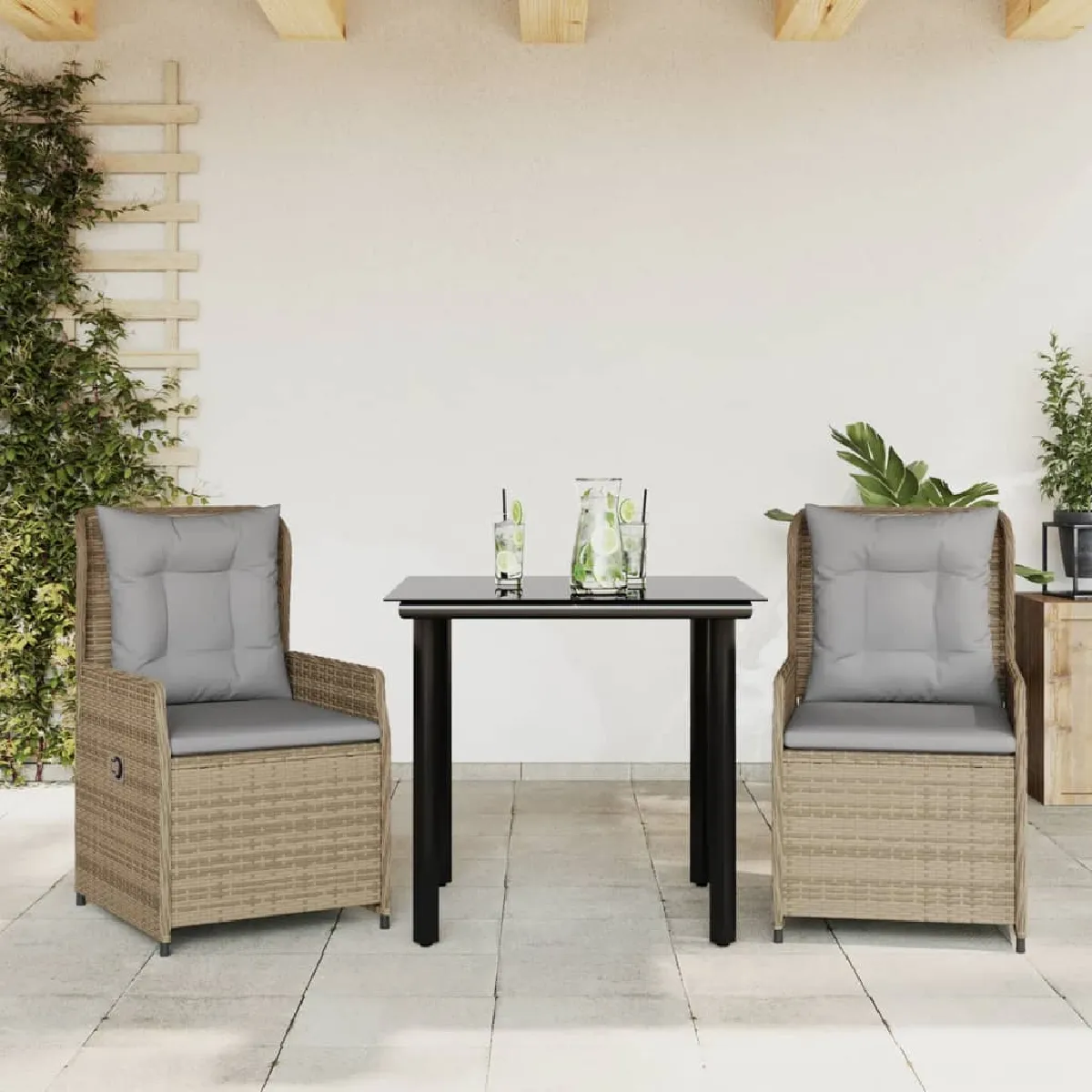 vidaXL Ensemble à manger jardin 3 pcs poly rotin