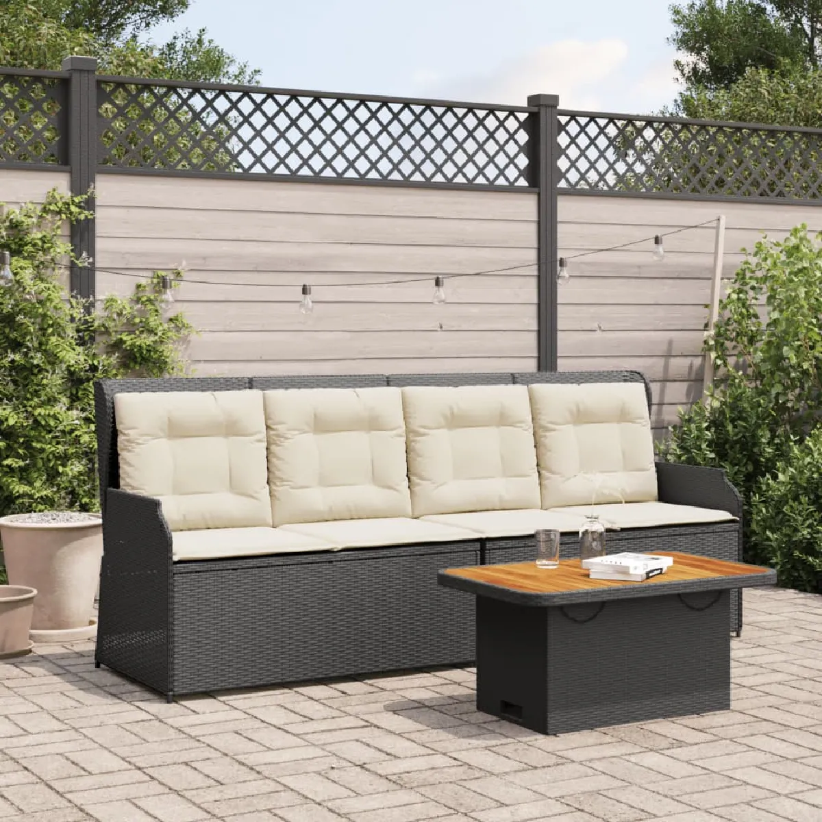 VIDAXL Salon de jardin 3 pcs Crème - vue 9