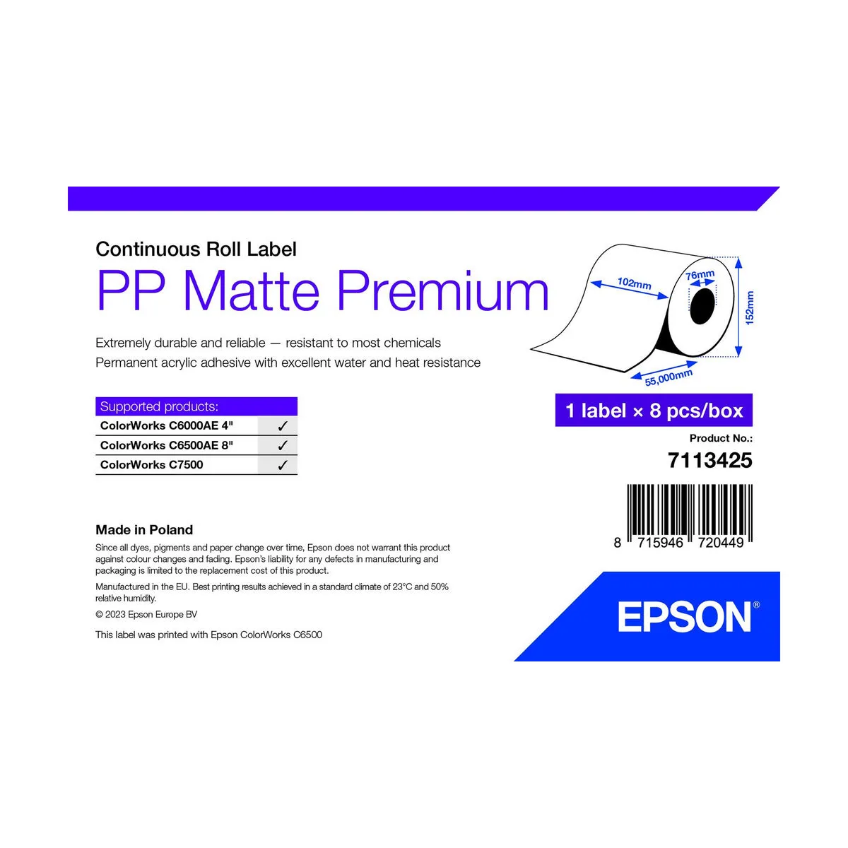 Epson Papier Imprimante 7113425 8 Unités