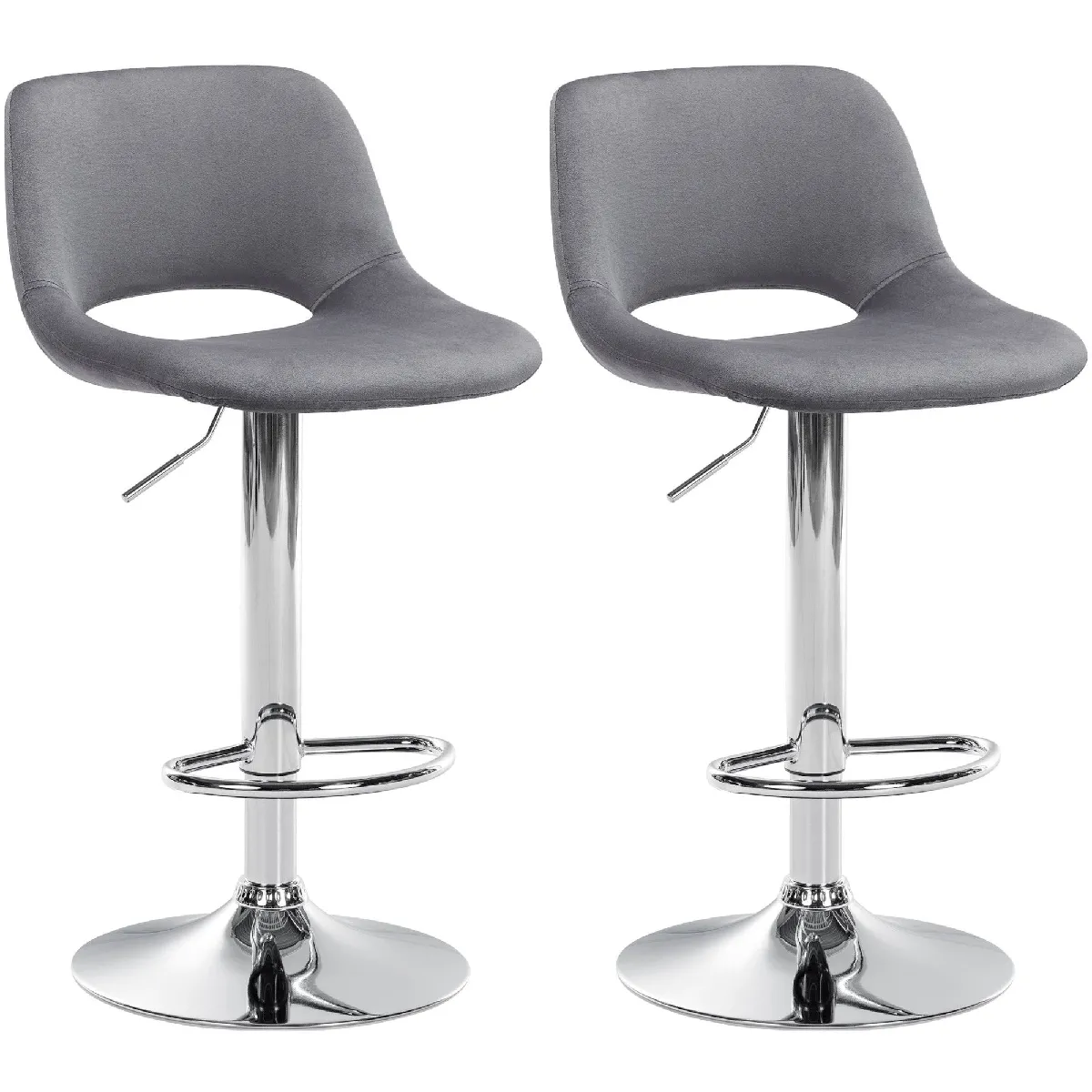 Decoshop26 Tabourets de bar velours lot de 2