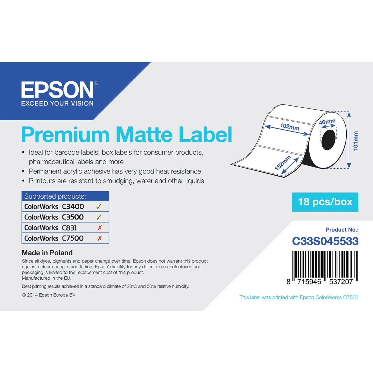 Epson Premium Matte Label 102 x 152 mm 225 finition - vue 2