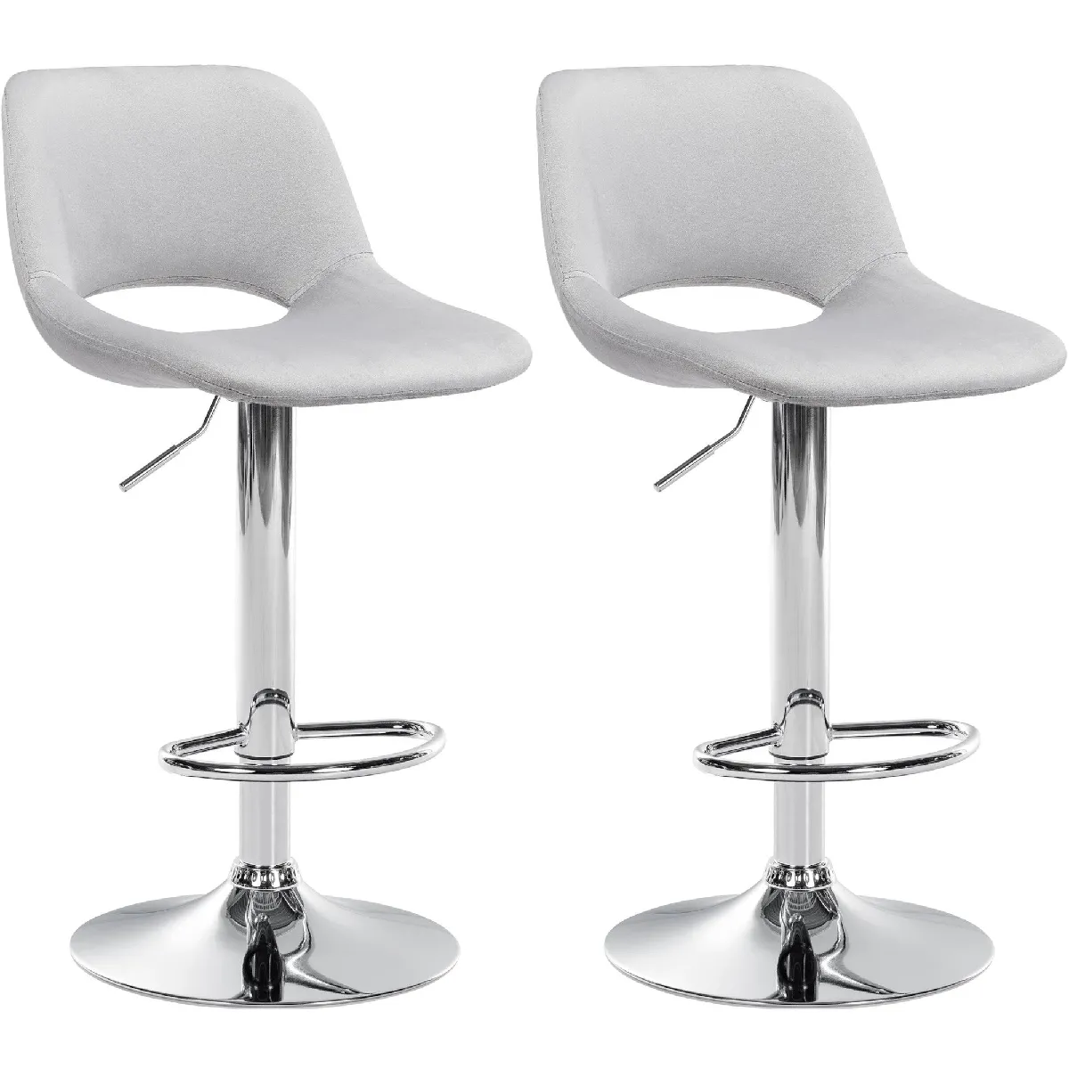 Decoshop26 Tabourets de bar velours lot de 2 - vue 7