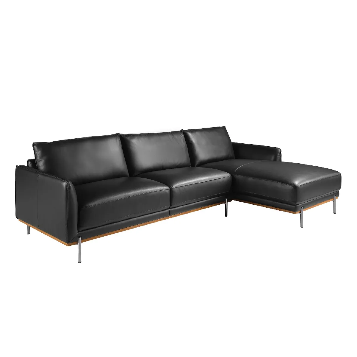 Canapé d'angle droite en cuir noir Canapé d'angle droite en cuir noir