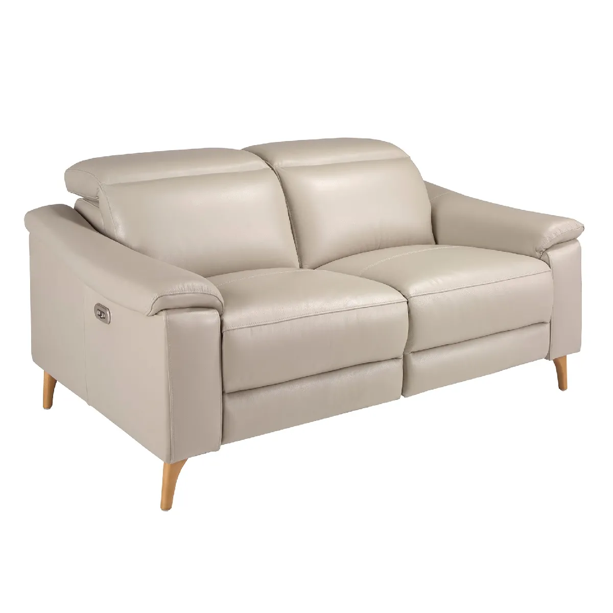 Canapé relax 2 places en cuir gris taupe Canapé relax 2 places en cuir gris taupe