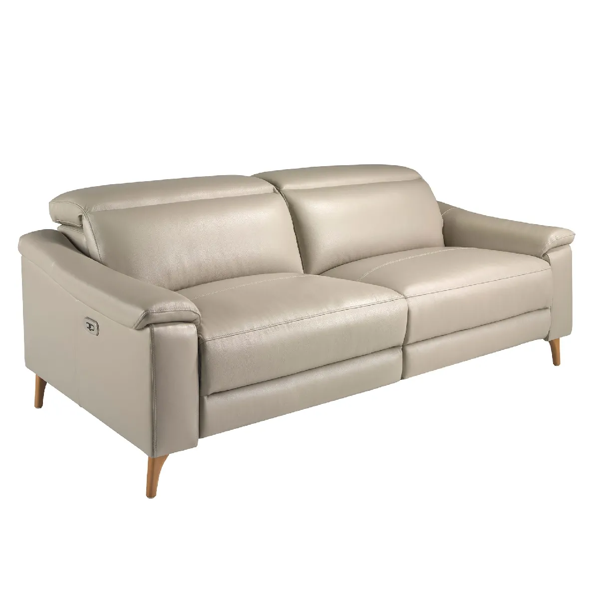Canapé relax 3 places en cuir gris taupe Canapé relax 3 places en cuir gris taupe