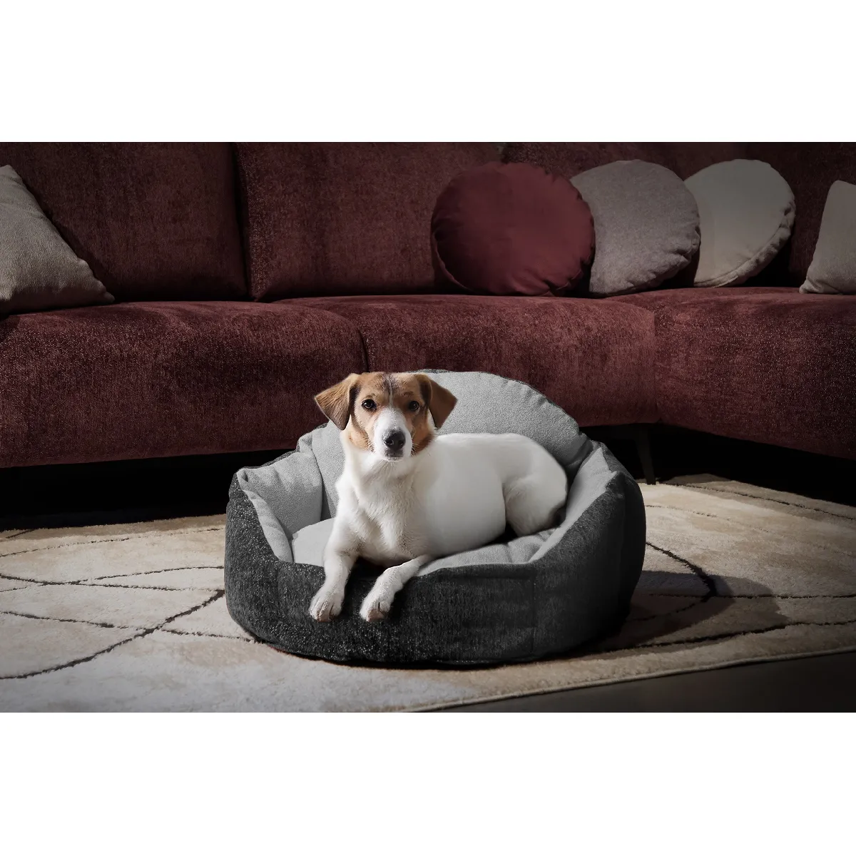 Comparer les prix de Panier pour chien et chat 70 x 55 cm tissu gris foncé et gris - MICKEY