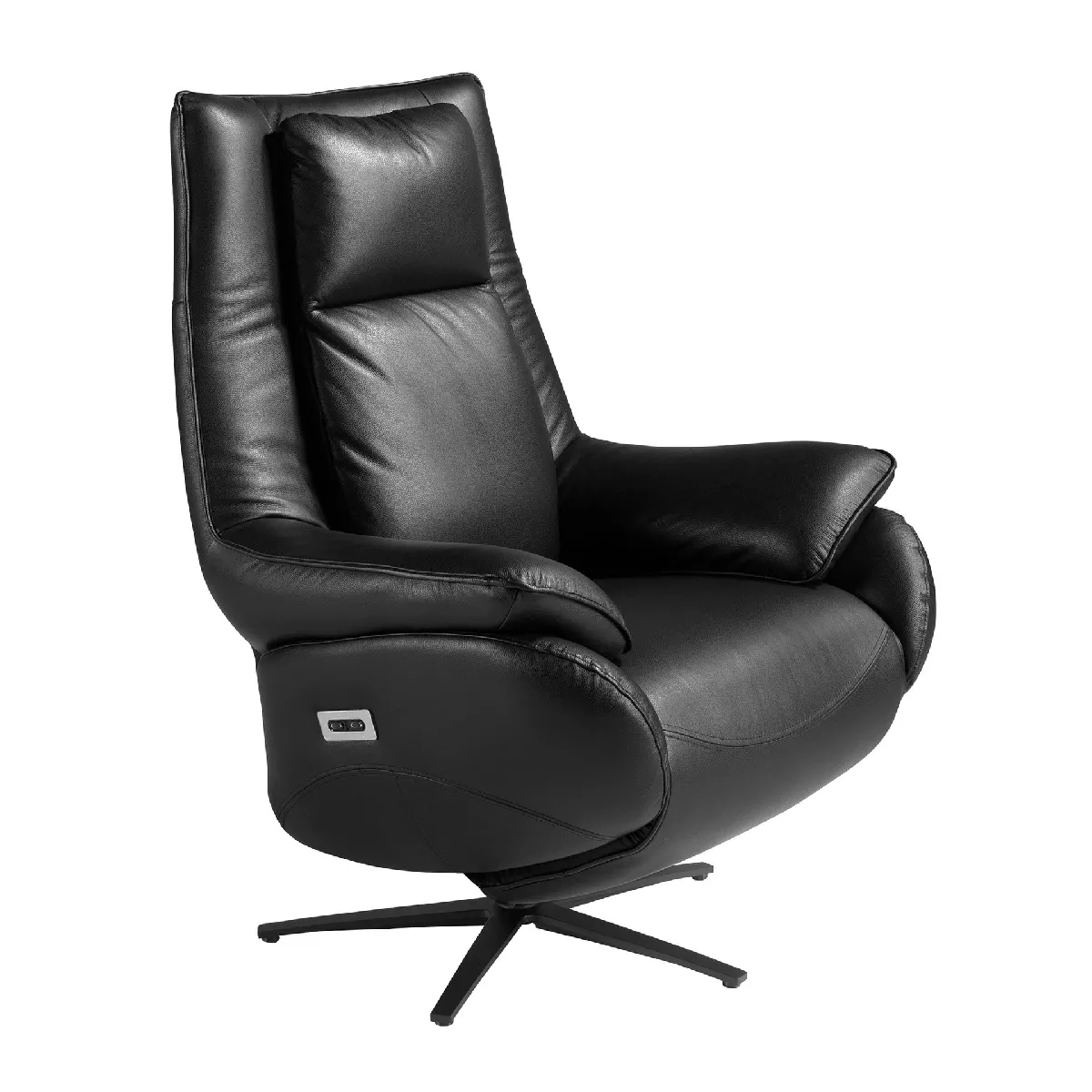 Fauteuil pivotant en cuir noir Fauteuil pivotant en cuir noir