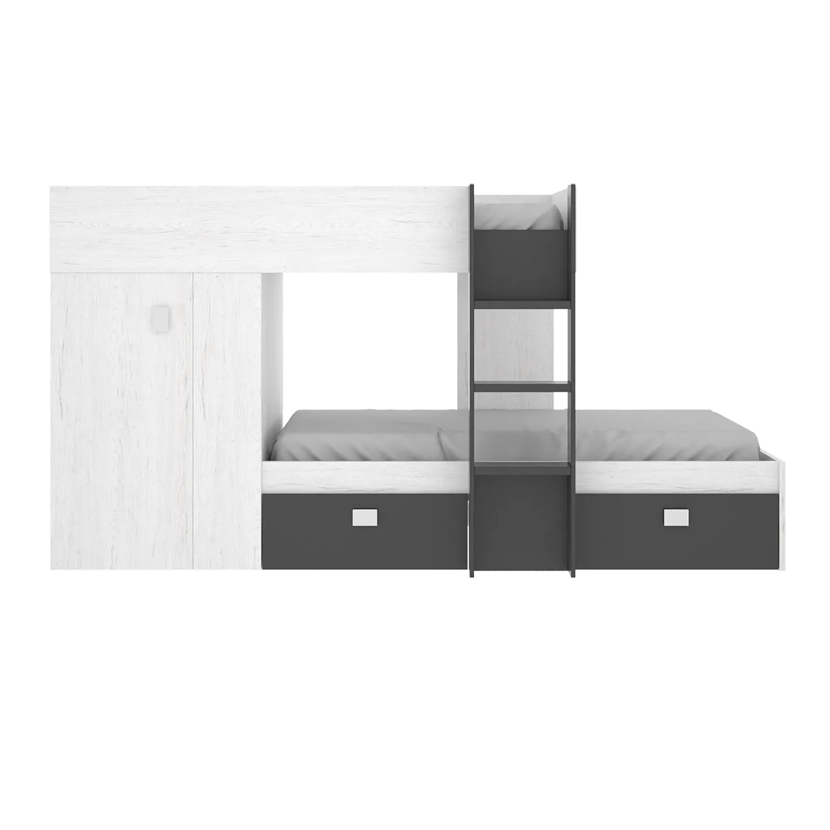 Pegane Lit Superposé Enfant - Blanc/Graphite