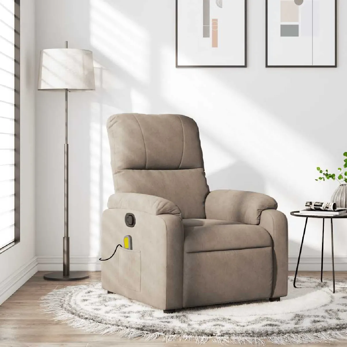 VIDAXL  Fauteuil Massant - Taupe Microfibre