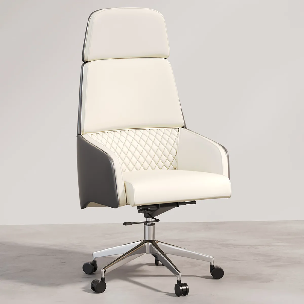 Chaise de bureau ergonomique avec roulettes et accoudoirs - Series Blanc
