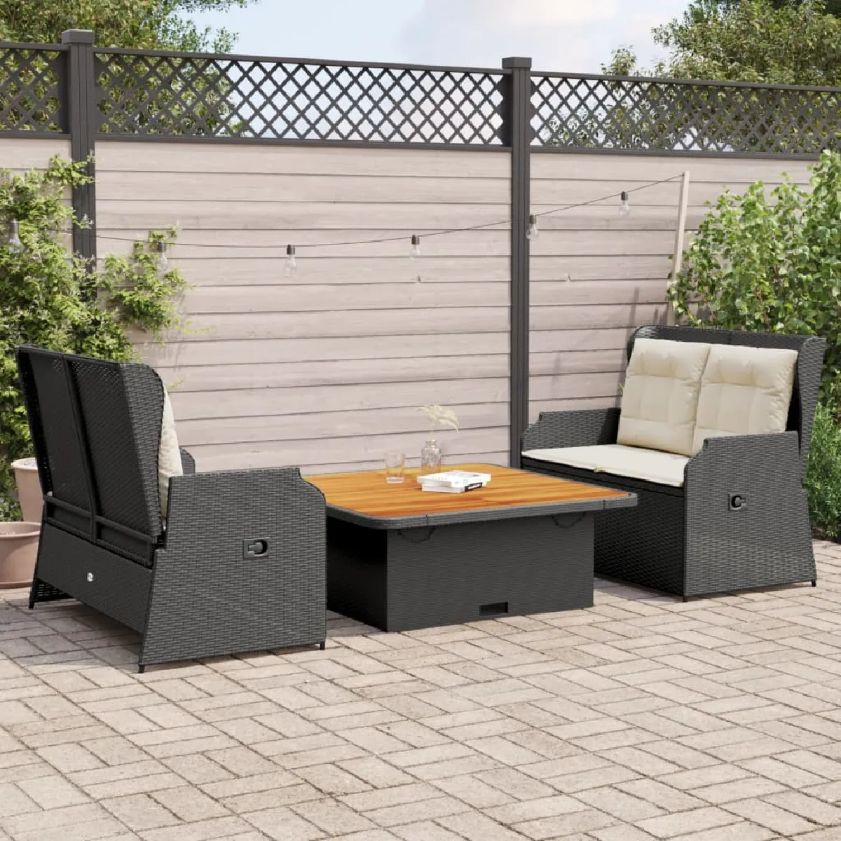 VIDAXL Salon de jardin 3 pcs Crème - vue 10
