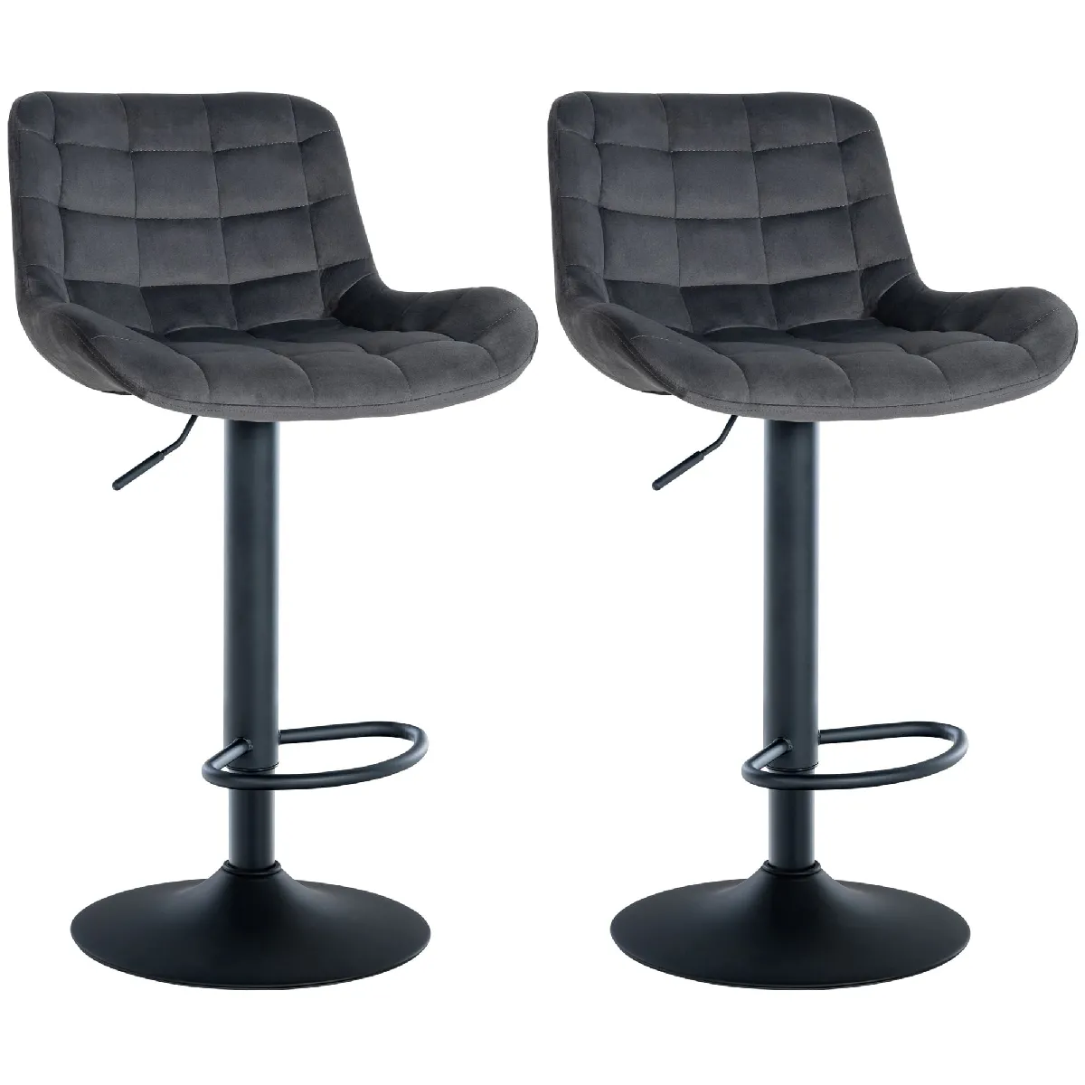 Decoshop26 Tabourets de bar velours lot de 2 - vue 5