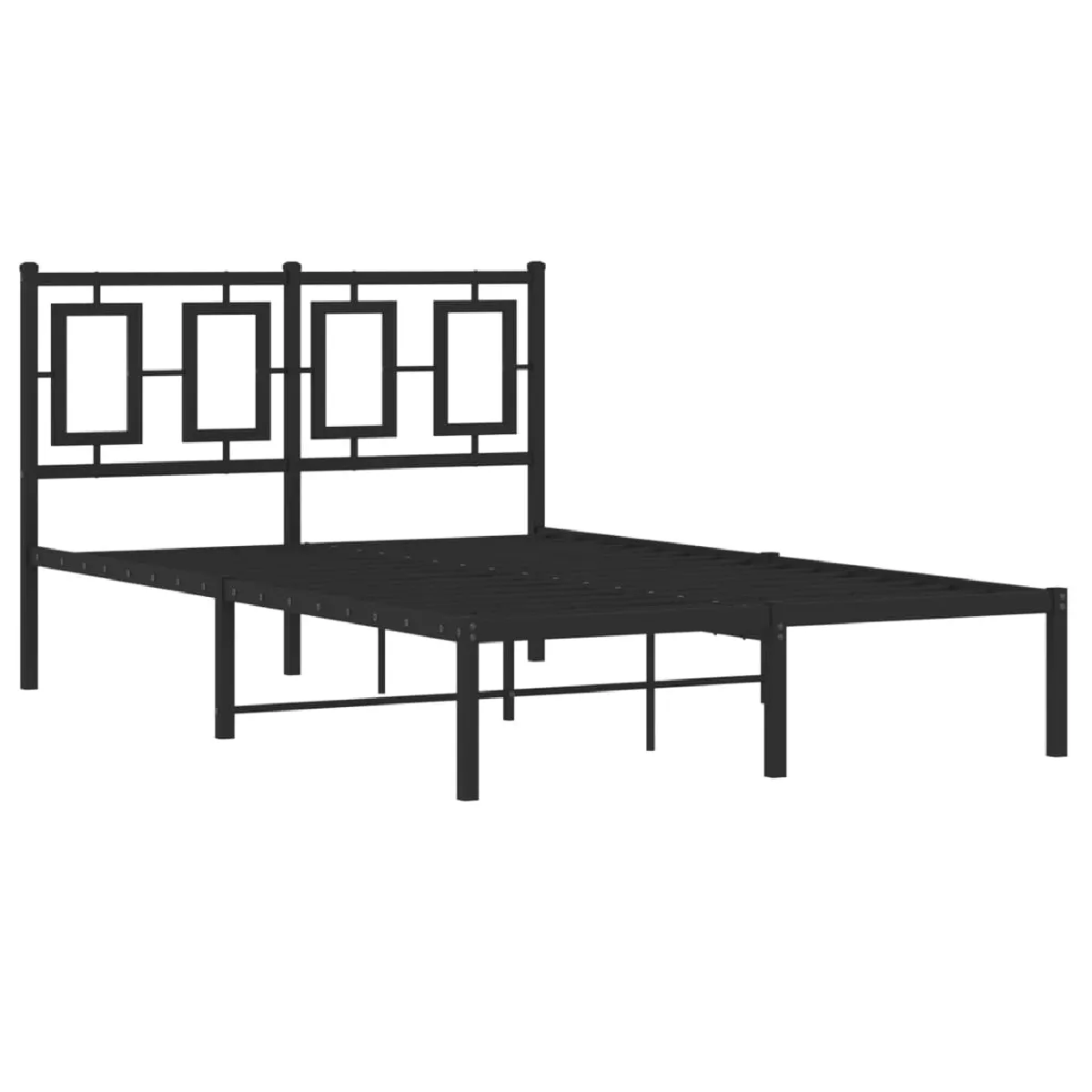Cadre De Lit Métal 120x190 Cm – Noir Avec Tête De Lit – Neuf