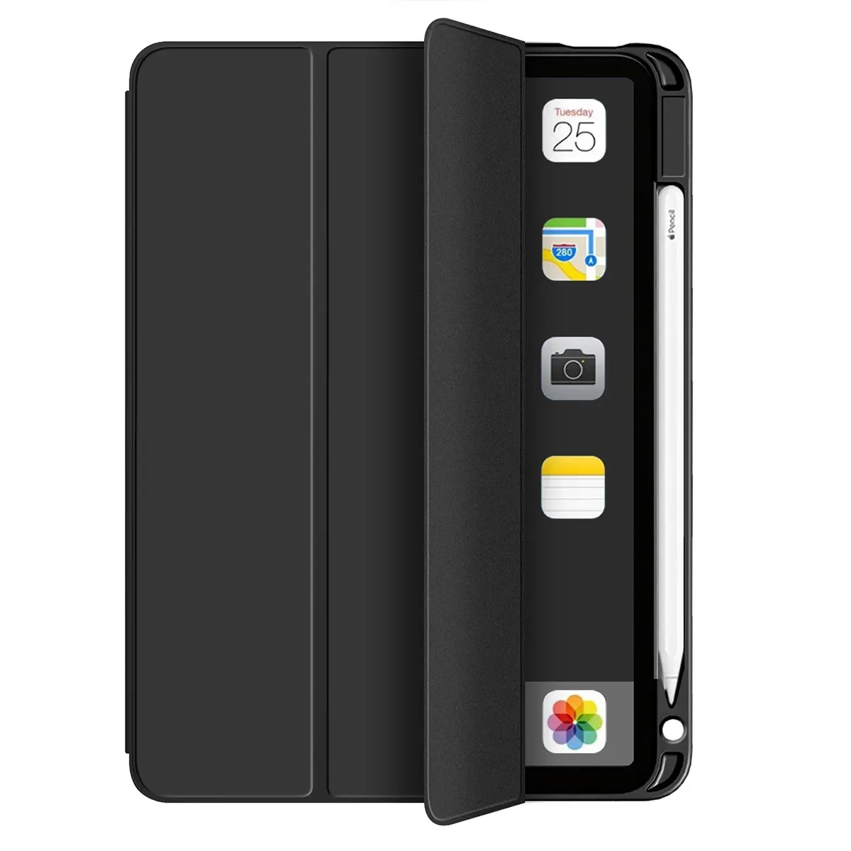 Eiger Noir Étui Pour Ipad 10.9" (2022-2023) Folio Renforcé À Fonction Support Magnétique