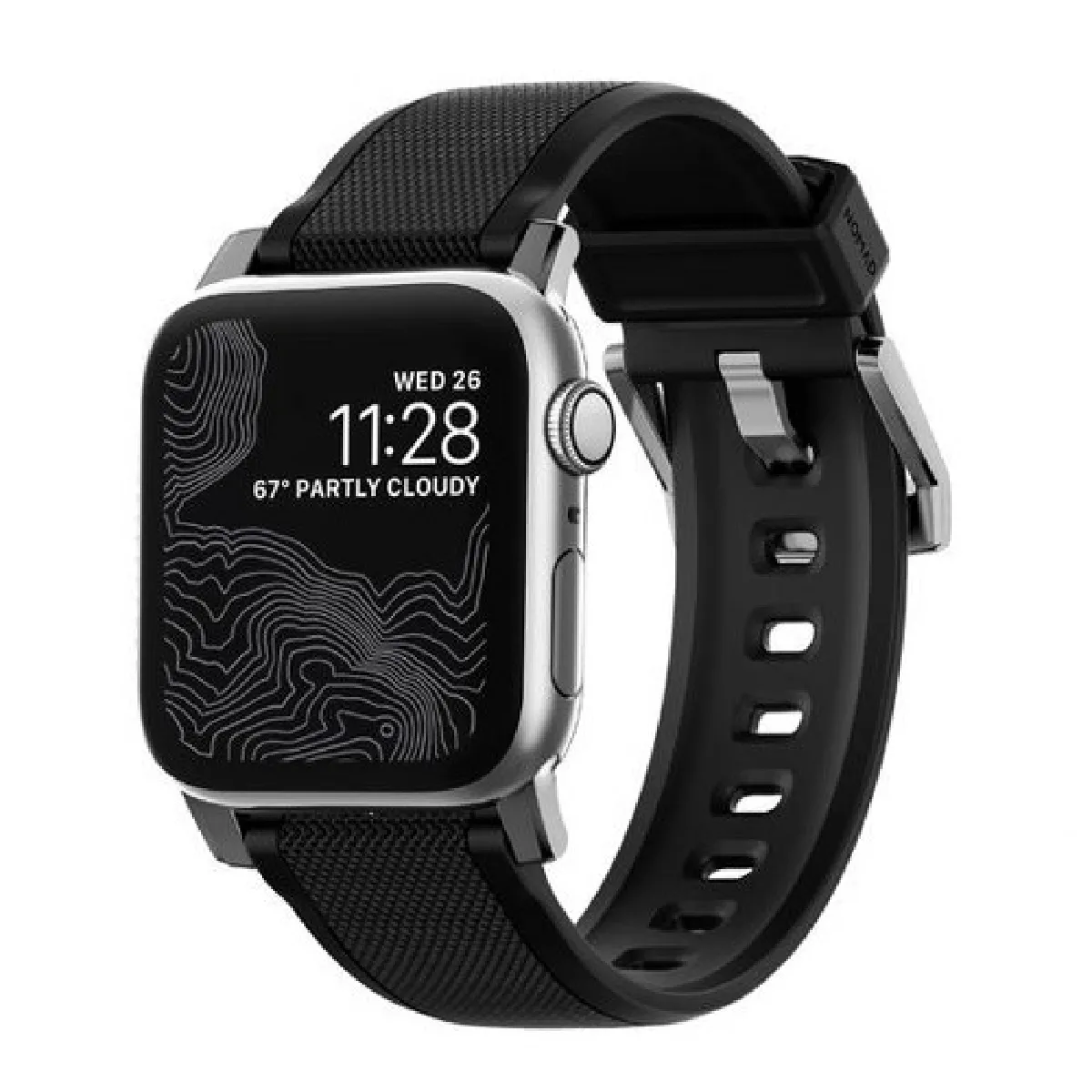NOMAD  Bracelet Apple Watch 1-9/SE/Ultra 2 - Noir/Argent