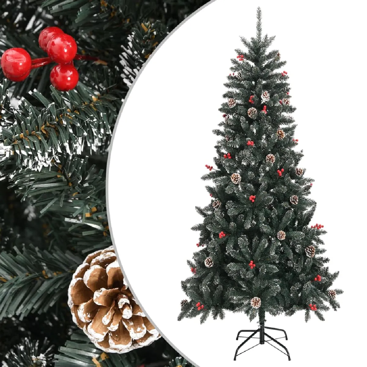 vidaXL Sapin de Noël avec pommes de pin 240 cm