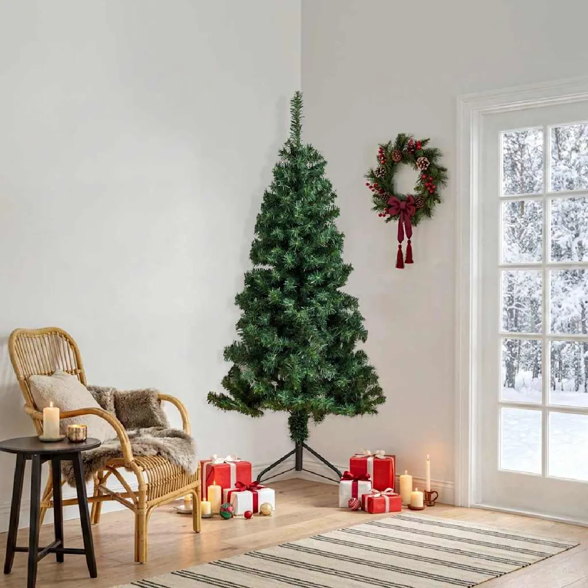 VIDAXL - Sapin de Noël Artificiel d'Angle - 180 cm - Vert - Image 2