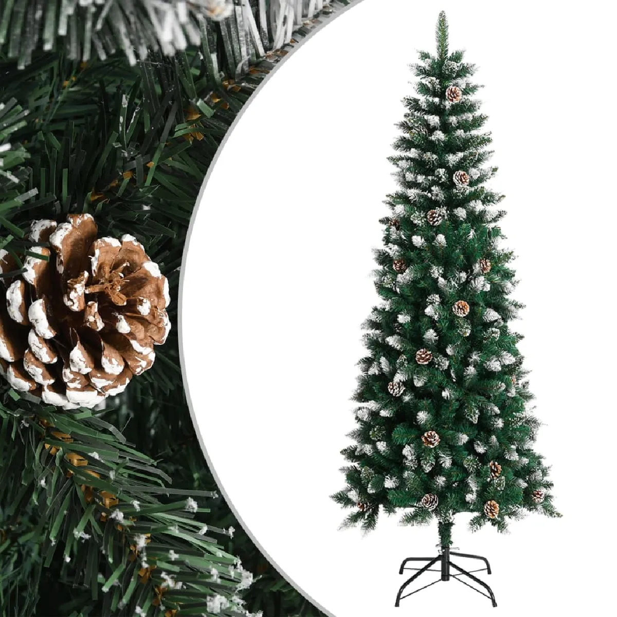 Non Communiqué Vert Et Blanc Sapin De Noël Artificiel Avec Support Vert 210 Cm Pvc - Image 3