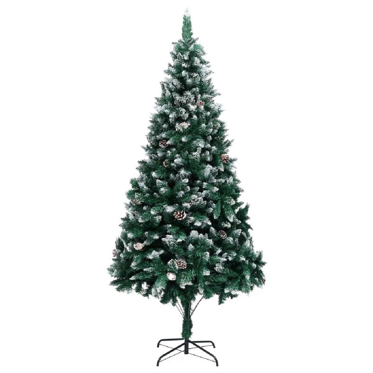 vidaXL Sapin de No&euml;l avec pommes de pin 210 cm - Vert et blanc