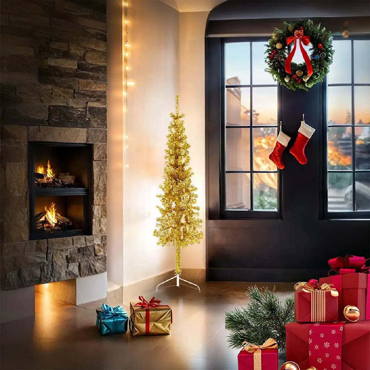 Vidaxl Demi-Sapin De Noël 150 Cm - Doré