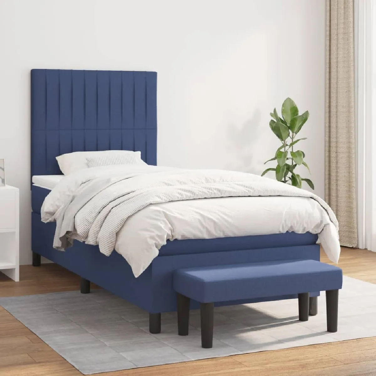 vidaXL Sommier 100x200 cm - Bleu en tissu