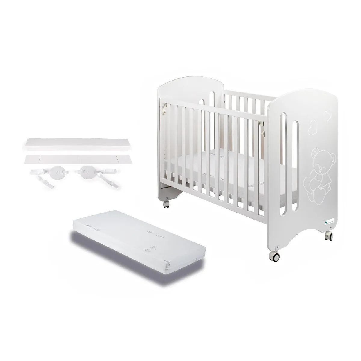 Interbaby Lit bébé 60x120 - Blanc avec Kit Cododo