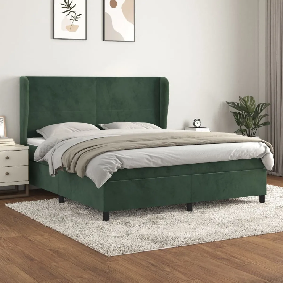 vidaXL Sommier avec matelas - Vert foncé 180x200 cm vidaXL Sommier avec matelas - Vert foncé 180x200 cm