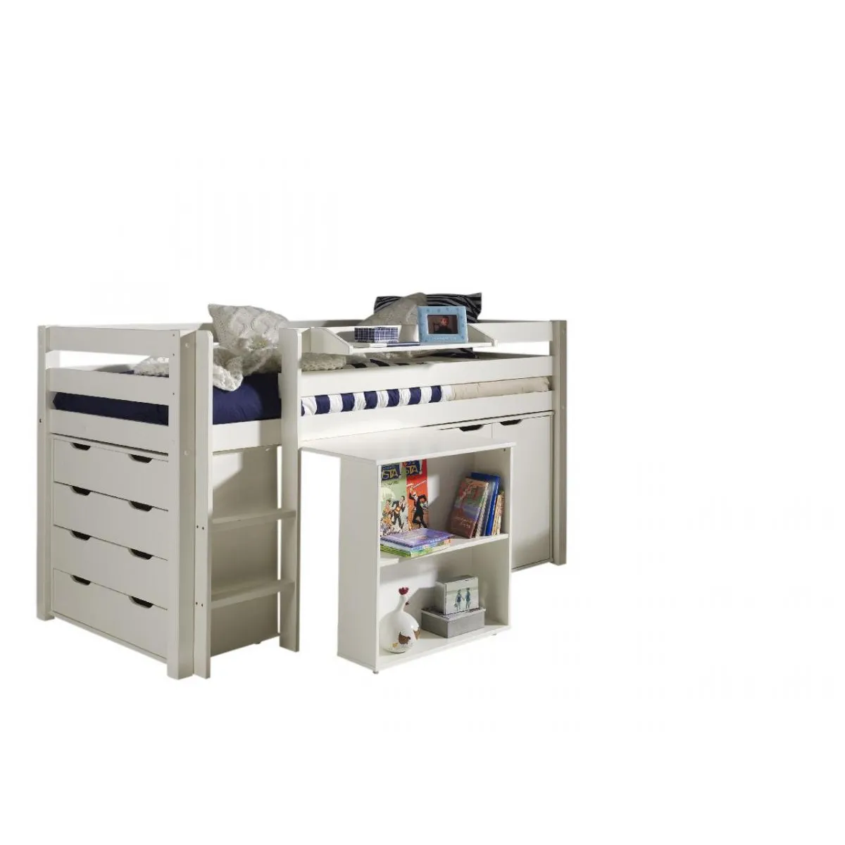 MES Lit surélevé + bureau + 2 commodes + étagère