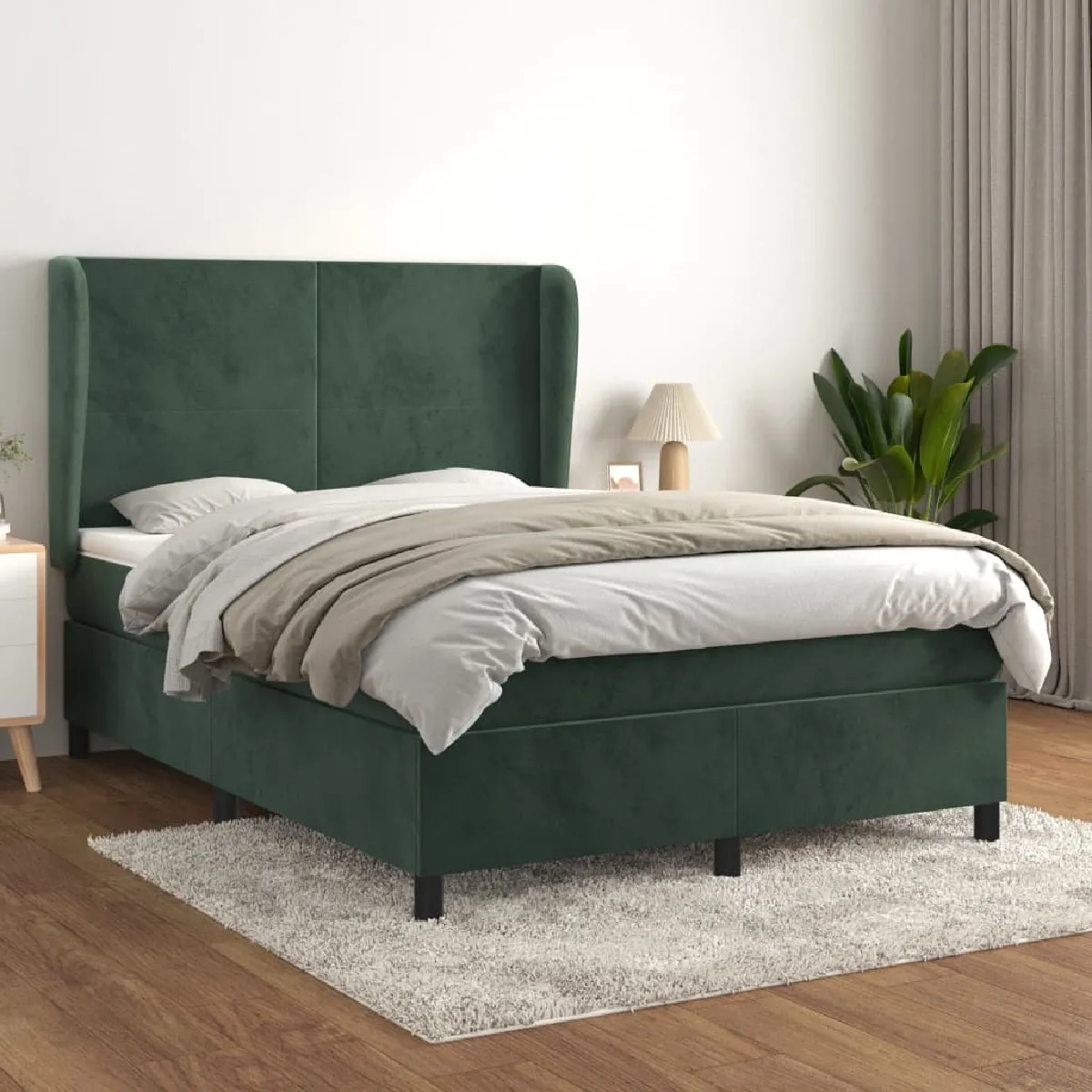 Sommier VidaXL - Vert foncé 140x200 cm Velours Sommier VidaXL - Vert foncé 140x200 cm Velours