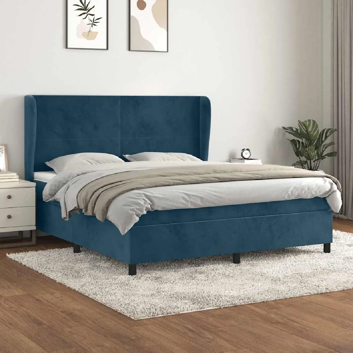 vidaXL Sommier et Matelas - Bleu foncé