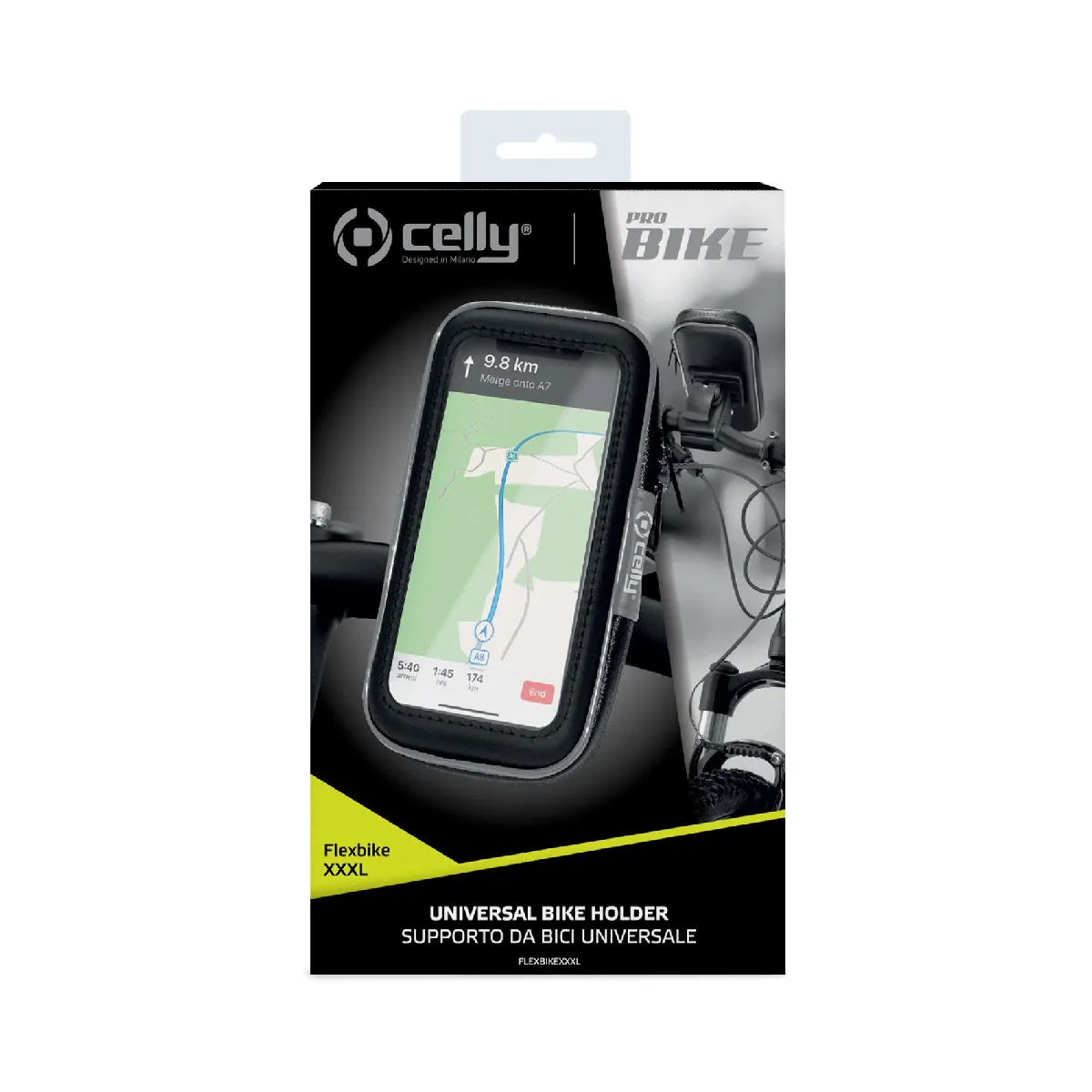 Celly Noir Support Vélo Pour Smartphone Flexbike Xxxl