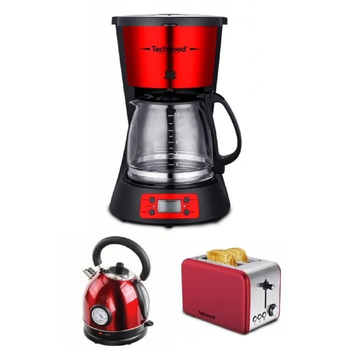 Techwood Pack Cafetière et Bouilloire Retro