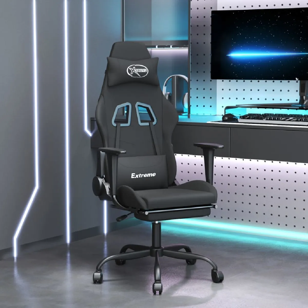 Vidaxl Noir Chaise De Jeu Avec Repose-Pied