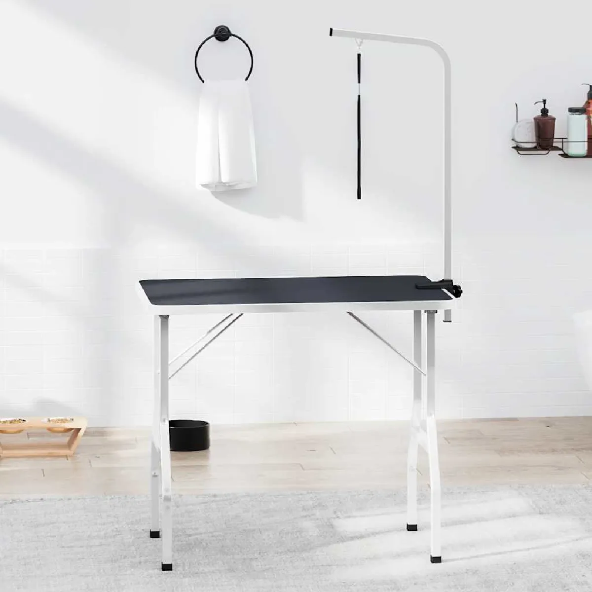 Vidaxl Gris Table De Toilettage Ajustable Pour Chiens Chats 1 Potence - Image 3