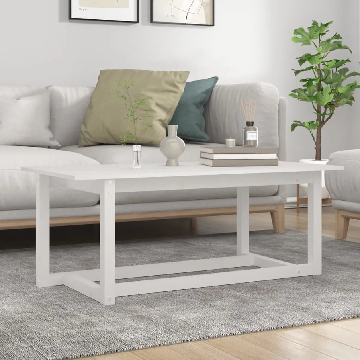 Comparer les prix de Maison Chic Table Basse Blanc Bois Pin