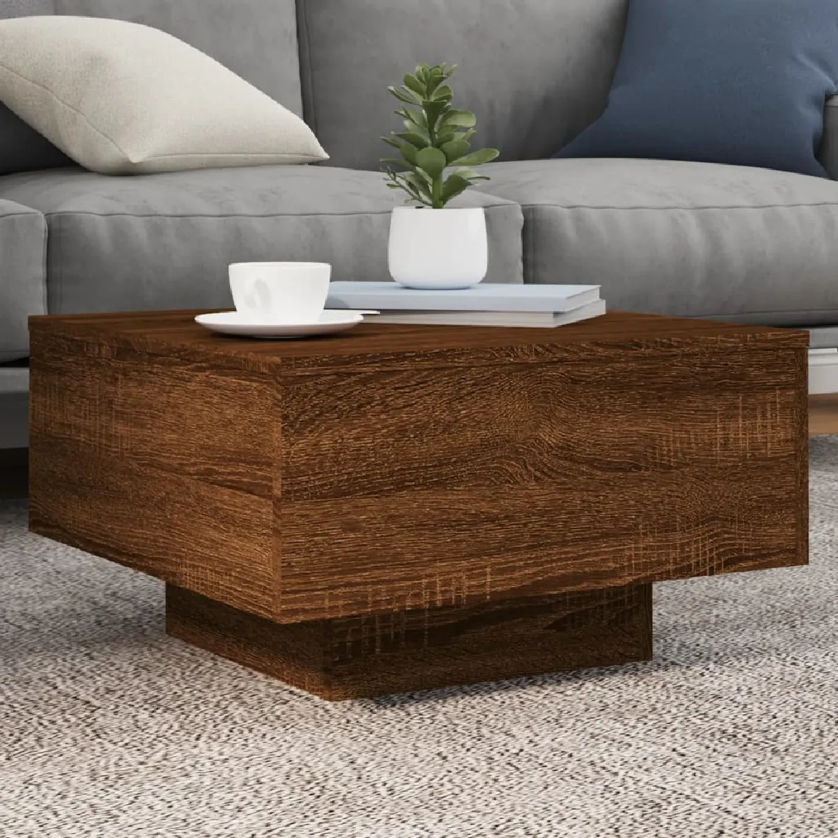 VIDAXL - Table Basse - Moderne - Chêne - Éclairage LED - Image 2