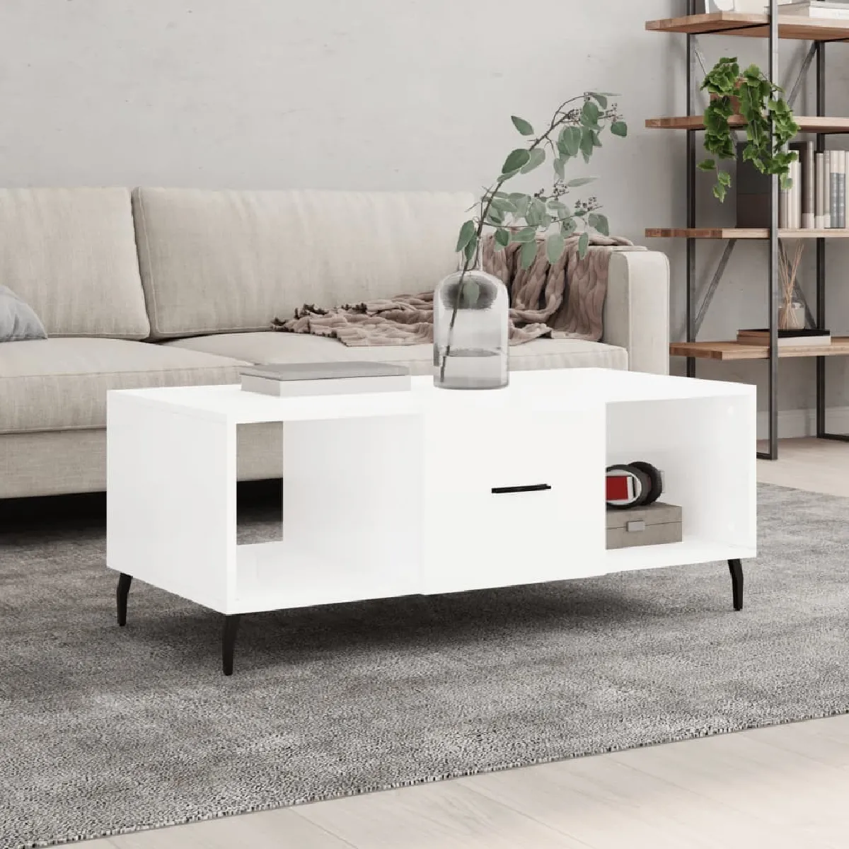 Meilleurs prix pour Maison Chic Table Basse Blanc Brillant Bois d'Ingénierie