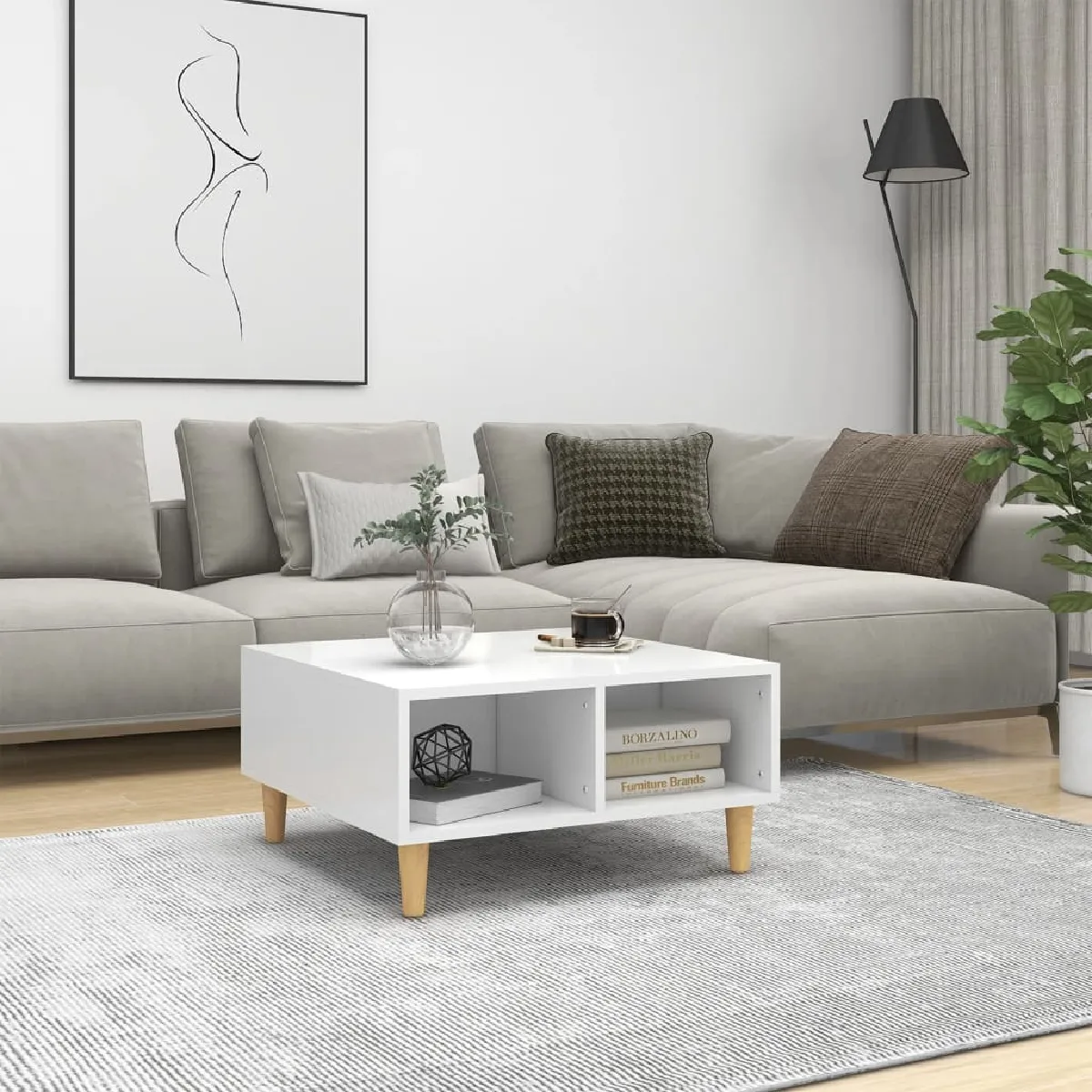 Vidaxl Blanc Table Basse 60X60x30 Cm Bois D Ingénierie - Image 3