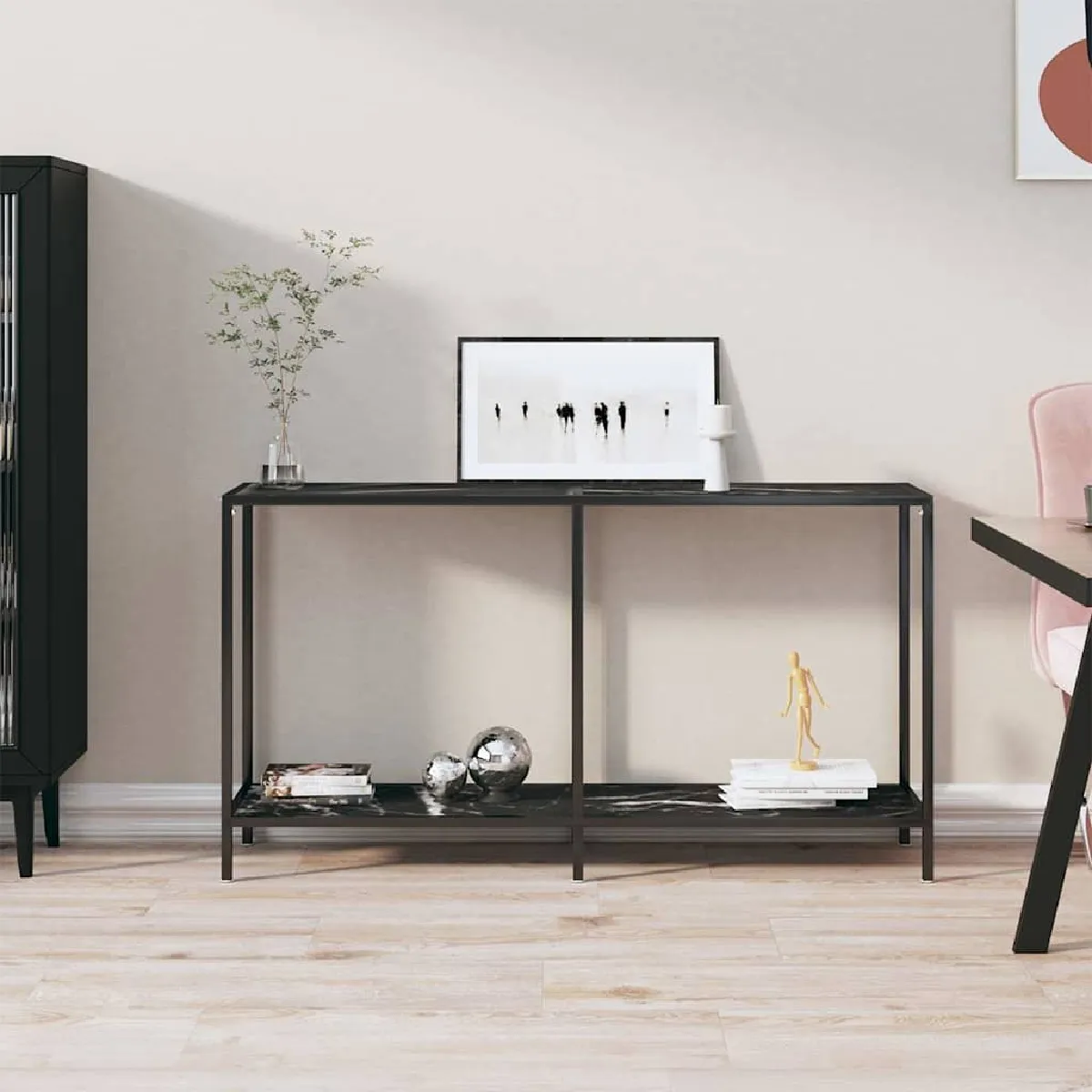 Vidaxl Noir Table Console Verre Trempé