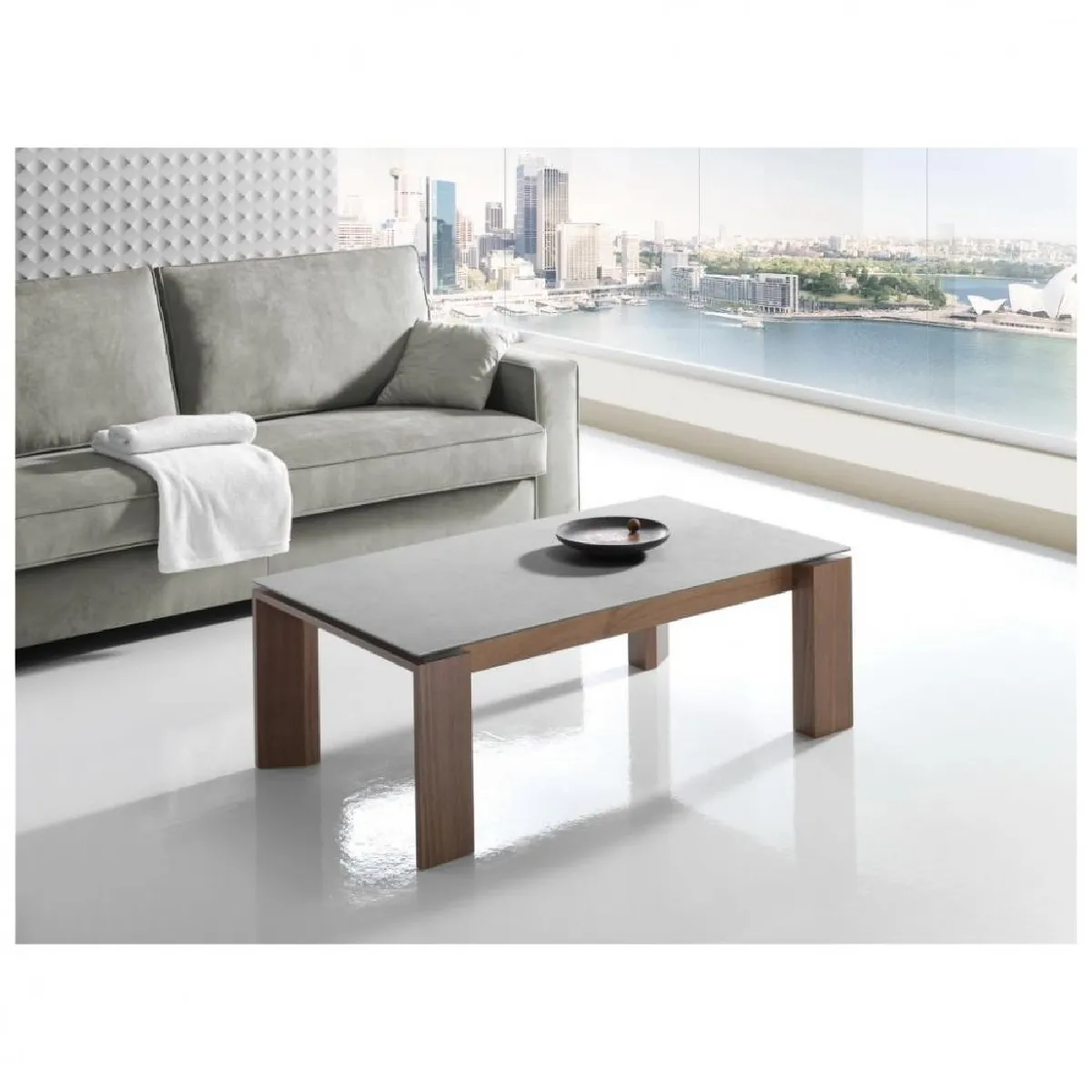 Meilleurs prix pour Inside 75 Table basse relevable ECO Noyer/Céramique