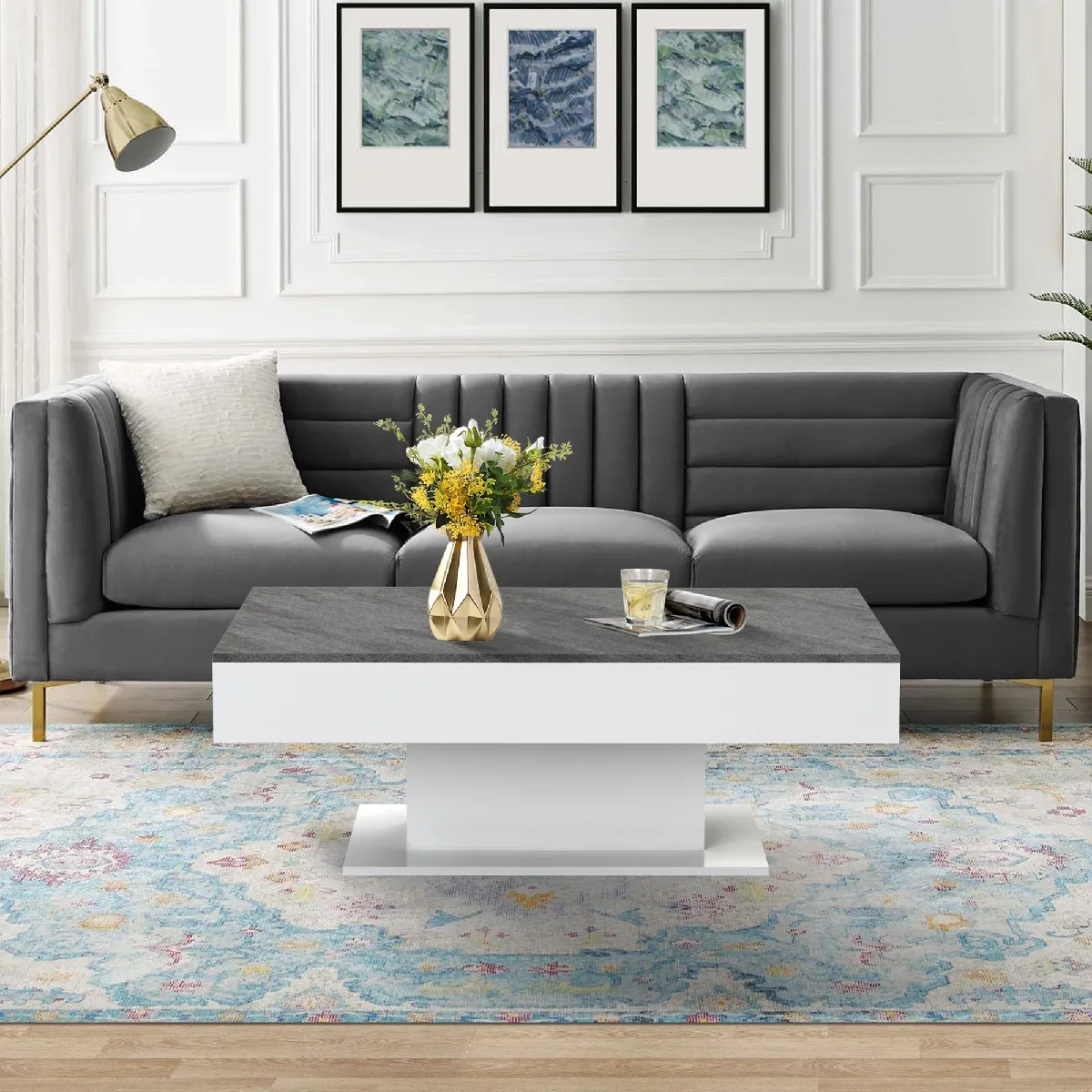 Meilleurs prix pour ML-Design Table basse - 110x60x40 cm - Béton/Blanc