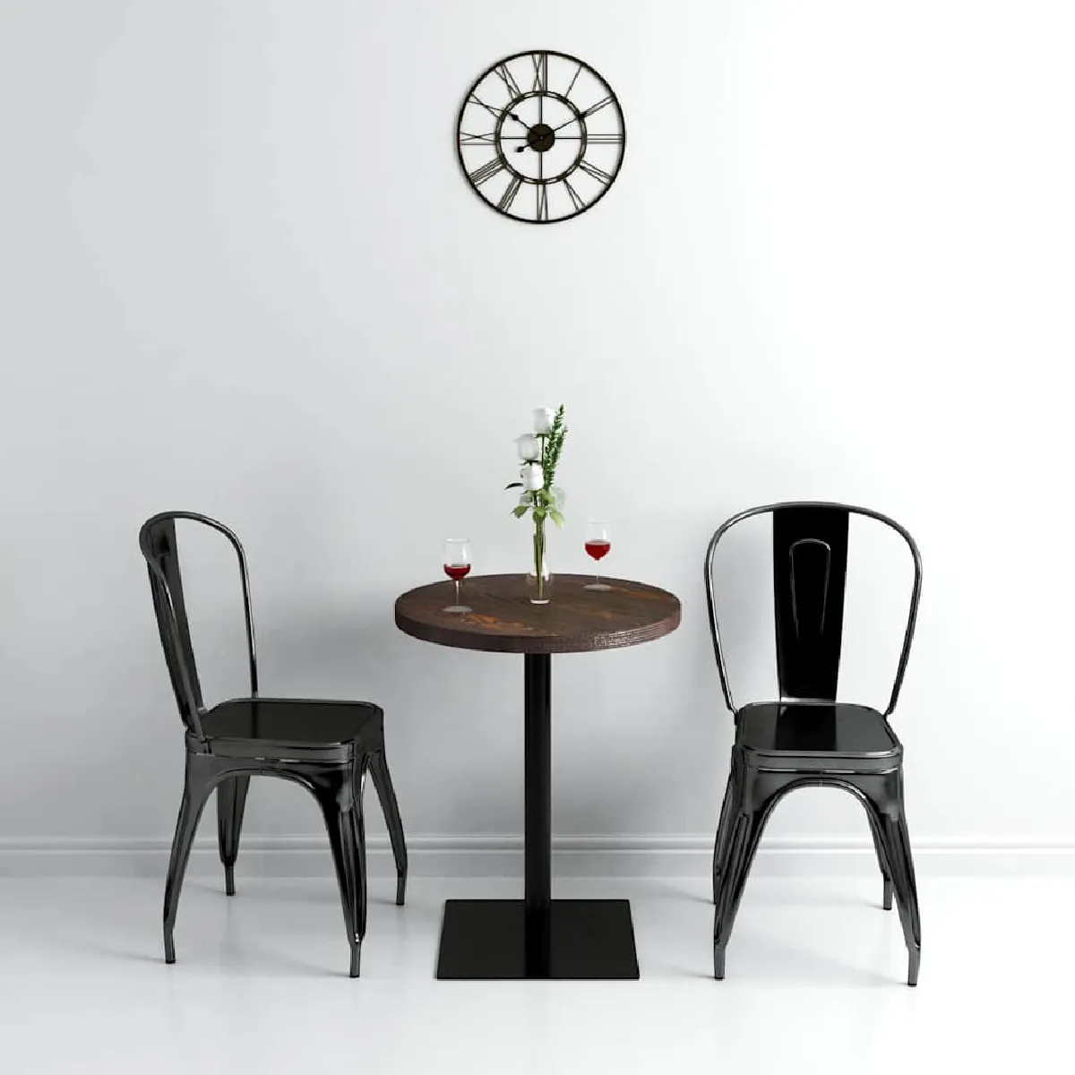 Vidaxl Table De Bistro En Mdf Et Acier - Frêne Foncé