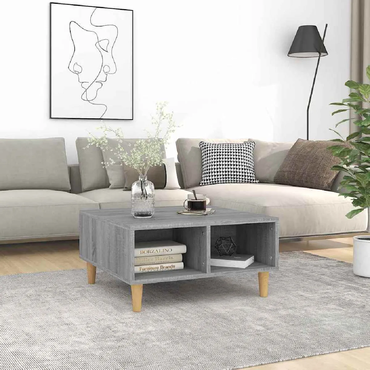 Non Communiqué Gris Table Basse Sonoma 60X60x30 Cm Bois D Ingénierie - Image 3
