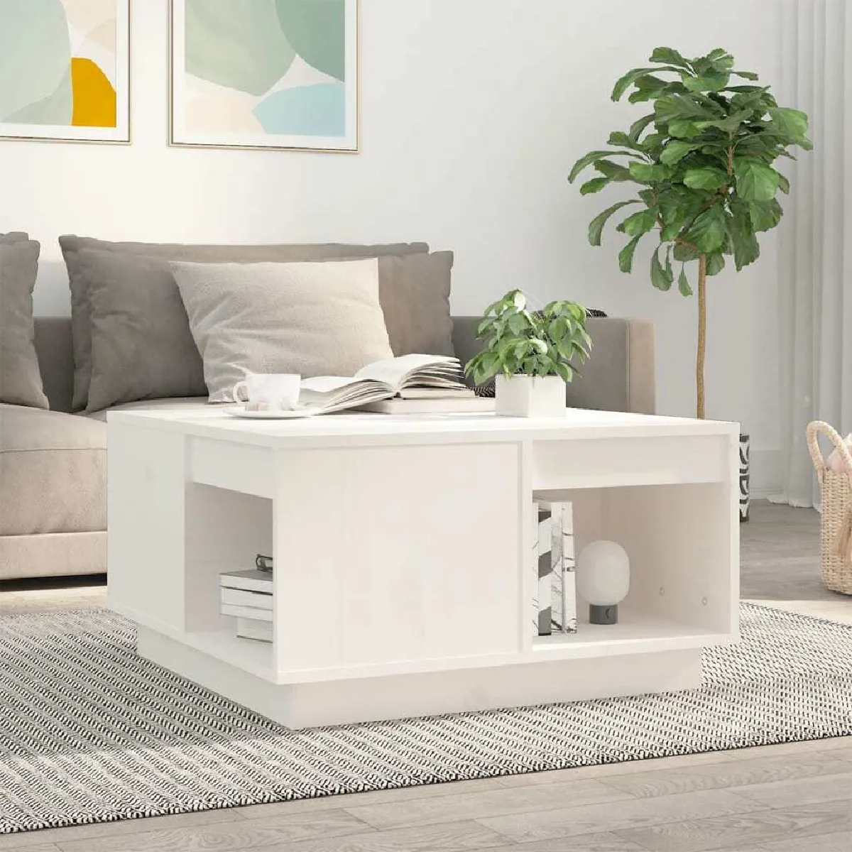 Meilleurs prix pour Maison Chic Table basse Bois de pin - Blanc