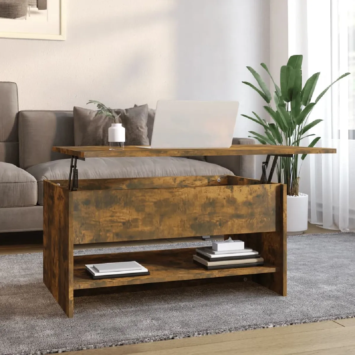vidaXL Table basse - Chêne Fumé