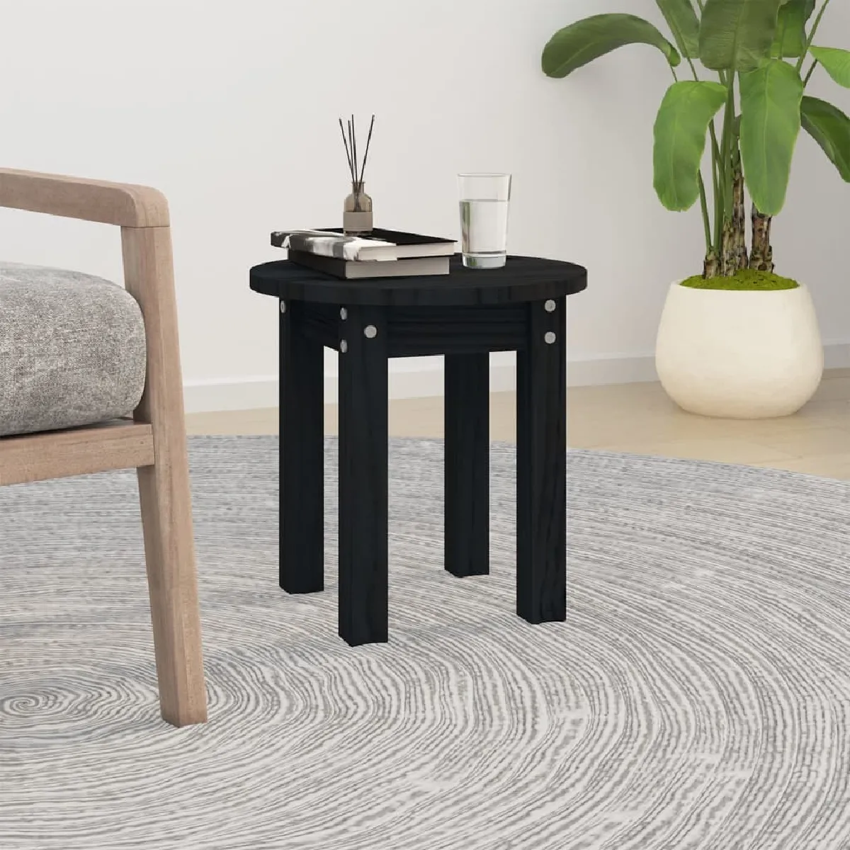 Comparer les prix de Maison Chic Table basse Ø35 - Bois pin Noir