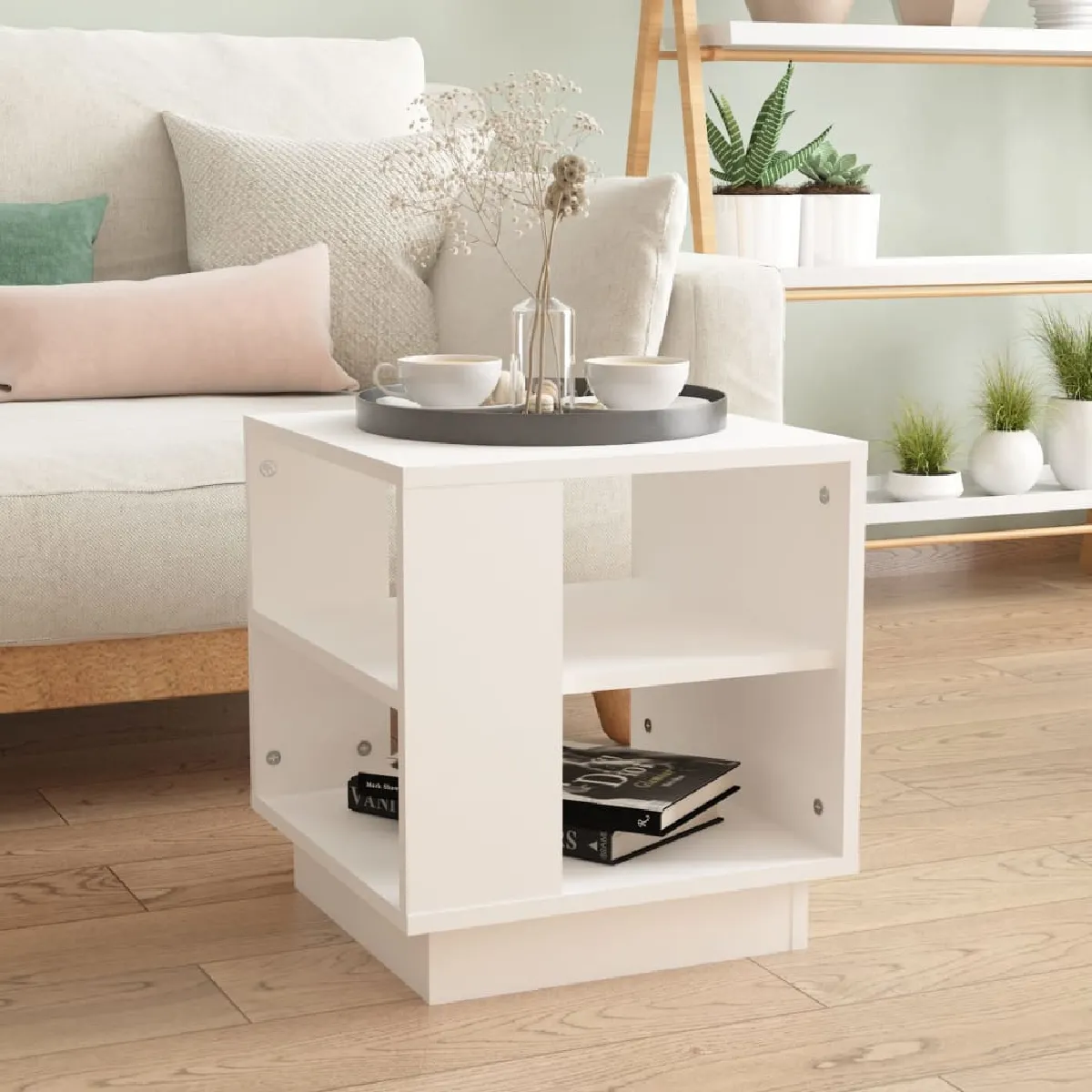 Meilleurs prix pour Vidaxl Table basse - Blanc - Bois d'ingénierie - 40 x 40 x 43 cm